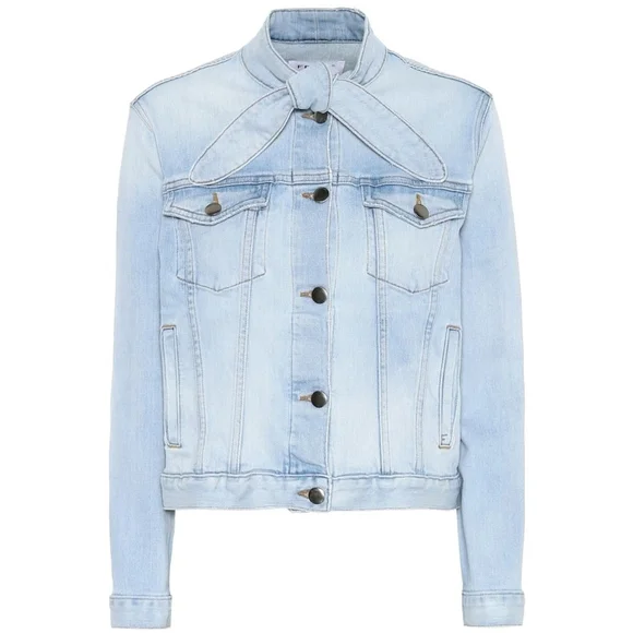 FRAME // le tie neck button front slim fit soft stretch denim jacket littleton - Picture 16 of 16